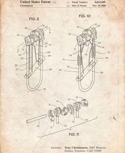 PP81-Vintage Parchment Rock Climbing Camalot Patent Poster