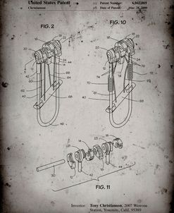 PP81-Faded Grey Rock Climbing Camalot Patent Poster