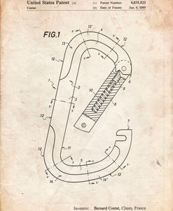 PP83-Vintage Parchment Oval Carabiner Patent Poster