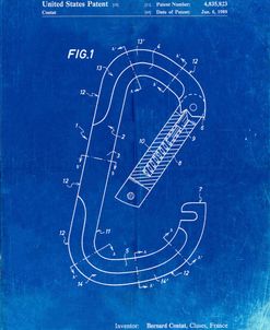 PP83-Faded Blueprint Oval Carabiner Patent Poster