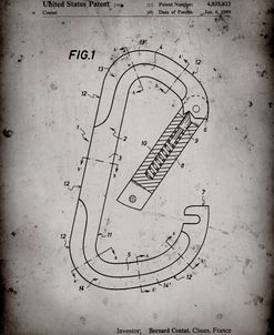PP83-Faded Grey Oval Carabiner Patent Poster