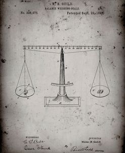 PP84-Faded Grey Scales of Justice Patent Poster