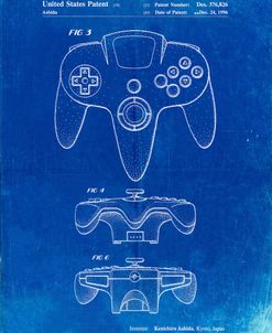 PP86-Faded Blueprint Nintendo 64 Controller Patent Poster