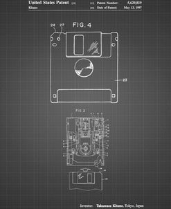 PP87-Black Grid 3 1/2 Inch Floppy Disk Patent Poster
