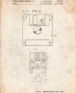 PP87-Vintage Parchment 3 1/2 Inch Floppy Disk Patent Poster