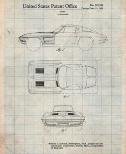 PP90-Antique Grid Parchment 1962 Corvette Stingray Patent Poster