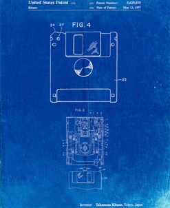 PP87-Faded Blueprint 3 1/2 Inch Floppy Disk Patent Poster