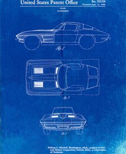 PP90-Faded Blueprint 1962 Corvette Stingray Patent Poster