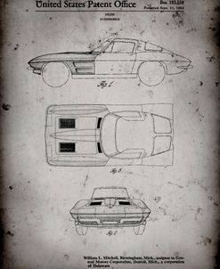 PP90-Faded Grey 1962 Corvette Stingray Patent Poster