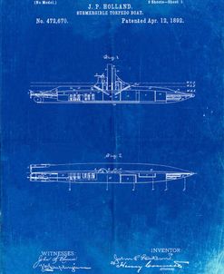 PP91-Faded Blueprint Holland Submarine Patent Poster