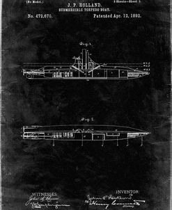 PP91-Black Grunge Holland Submarine Patent Poster