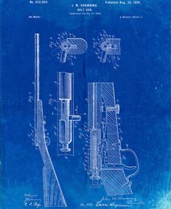 PP93-Faded Blueprint Browning Bolt Action Gun Patent Poster