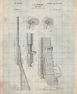 PP93-Antique Grid Parchment Browning Bolt Action Gun Patent Poster