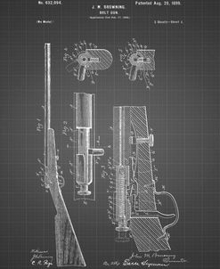 PP93-Black Grid Browning Bolt Action Gun Patent Poster