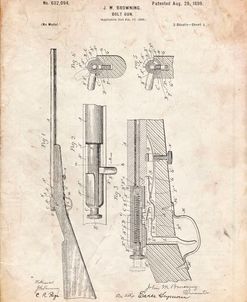 PP93-Vintage Parchment Browning Bolt Action Gun Patent Poster