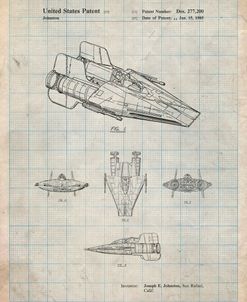 PP97-Antique Grid Parchment Star Wars RZ-1 A Wing Starfighter Patent Poster