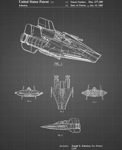 PP97-Black Grid Star Wars RZ-1 A Wing Starfighter Patent Poster