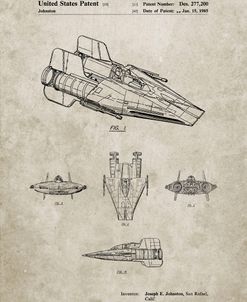PP97-Sandstone Star Wars RZ-1 A Wing Starfighter Patent Poster