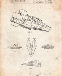 PP97-Vintage Parchment Star Wars RZ-1 A Wing Starfighter Patent Poster