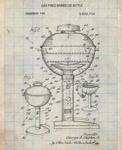 PP206-Antique Grid Parchment Webber Gas Grill 1972 Patent Poster
