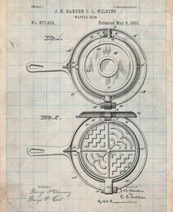 PP209-Antique Grid Parchment Waffle Iron Patent Poster