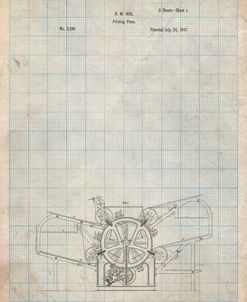 PP213-Antique Grid Parchment Printing Press Patent Poster