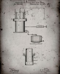 PP215-Faded Grey Antique Beer Cask Diagram Patent Poster