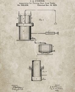 PP215-Sandstone Antique Beer Cask Diagram Patent Poster