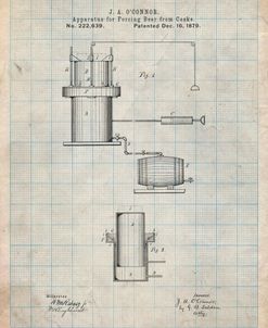 PP215-Antique Grid Parchment Antique Beer Cask Diagram Patent Poster