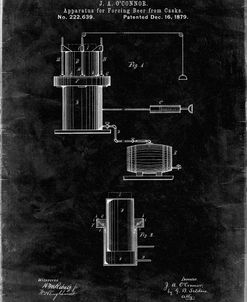 PP215-Black Grunge Antique Beer Cask Diagram Patent Poster