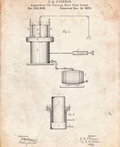 PP215-Vintage Parchment Antique Beer Cask Diagram Patent Poster