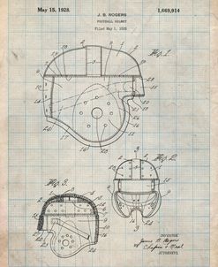 PP218-Antique Grid Parchment Football Helmet 1925 Patent Poster