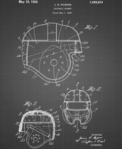 PP218-Black Grid Football Helmet 1925 Patent Poster