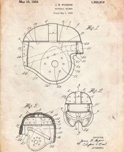 PP218-Vintage Parchment Football Helmet 1925 Patent Poster