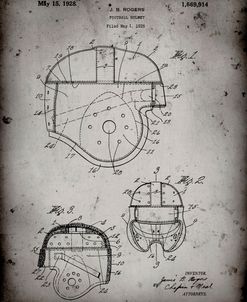 PP218-Faded Grey Football Helmet 1925 Patent Poster