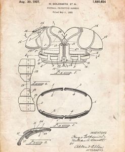 PP219-Vintage Parchment Football Shoulder Pads 1925 Patent Poster