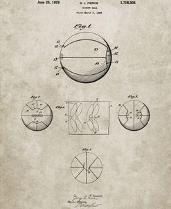 PP222-Sandstone Basketball 1929 Game Ball Patent Poster