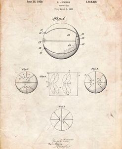 PP222-Vintage Parchment Basketball 1929 Game Ball Patent Poster