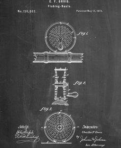 PP225-Chalkboard Orvis 1874 Fly Fishing Reel Patent Poster