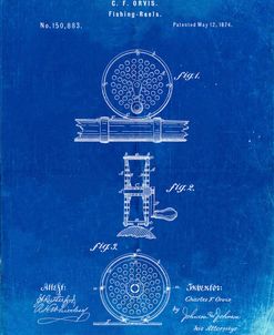 PP225-Faded Blueprint Orvis 1874 Fly Fishing Reel Patent Poster