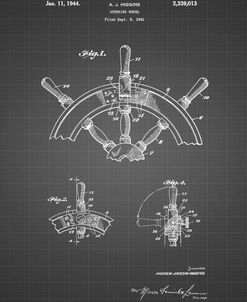 PP228-Black Grid Ship Steering Wheel Patent Poster