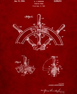PP228-Burgundy Ship Steering Wheel Patent Poster
