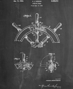 PP228-Chalkboard Ship Steering Wheel Patent Poster