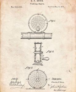 PP225-Vintage Parchment Orvis 1874 Fly Fishing Reel Patent Poster