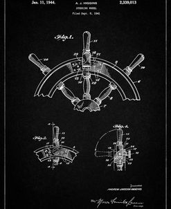 PP228-Vintage Black Ship Steering Wheel Patent Poster