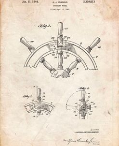 PP228-Vintage Parchment Ship Steering Wheel Patent Poster