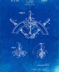 PP228-Faded Blueprint Ship Steering Wheel Patent Poster