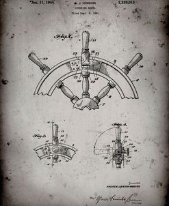 PP228-Faded Grey Ship Steering Wheel Patent Poster