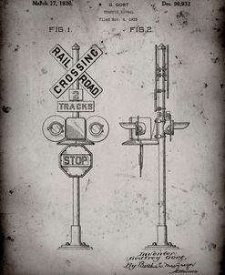 PP231-Faded Grey Railroad Crossing Signal Patent Poster