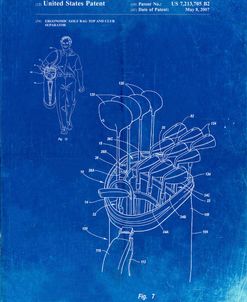 PP234-Faded Blueprint Golf Bag Patent Poster